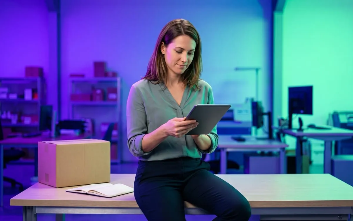 Una professionista legge un approfondimento sul tablet